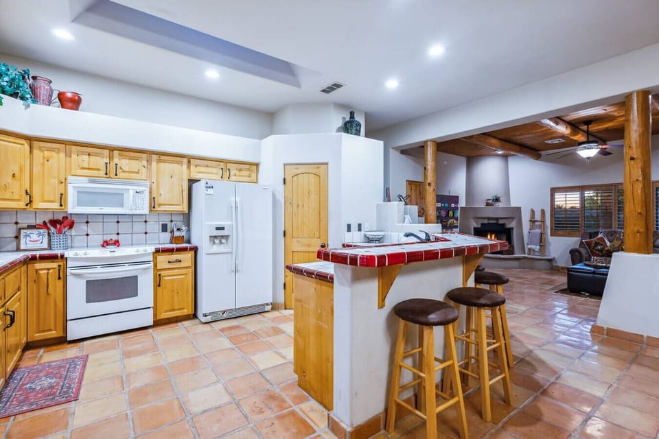 Spacious kitchen island with bar seating