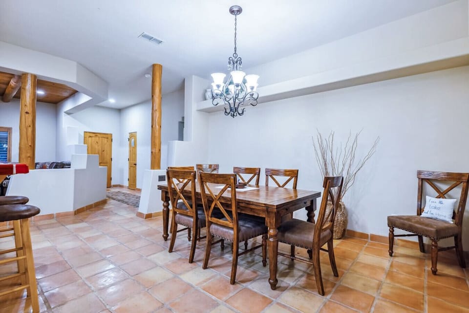 Family-style dining with seating for seven.
