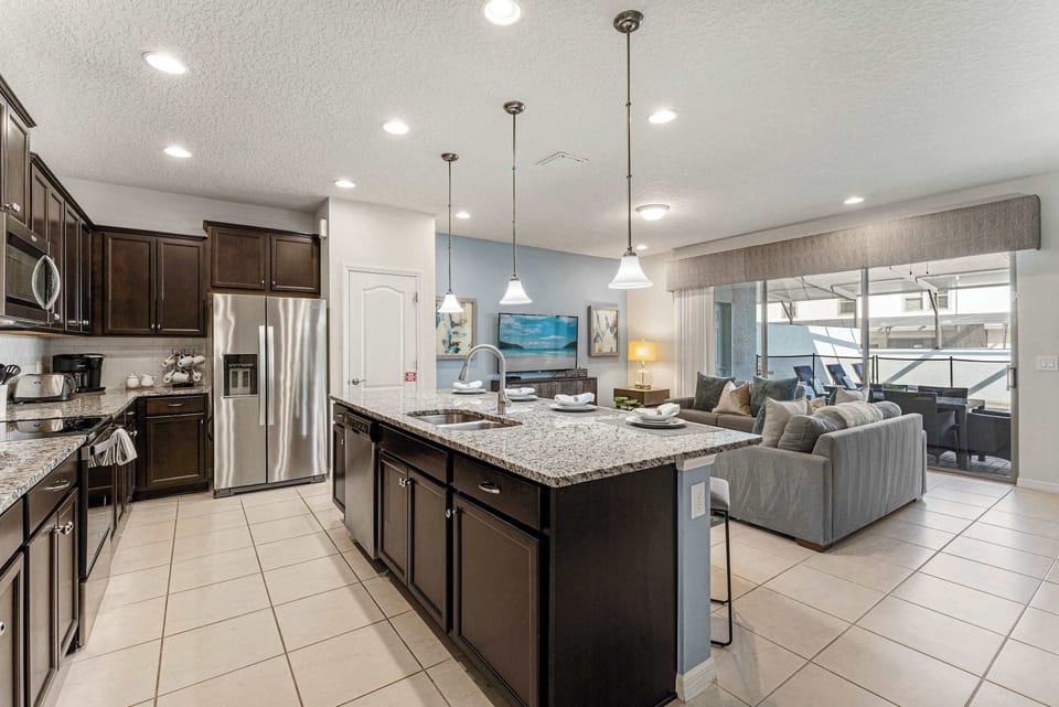 The updated kitchen offers loads of space & all the comforts of home