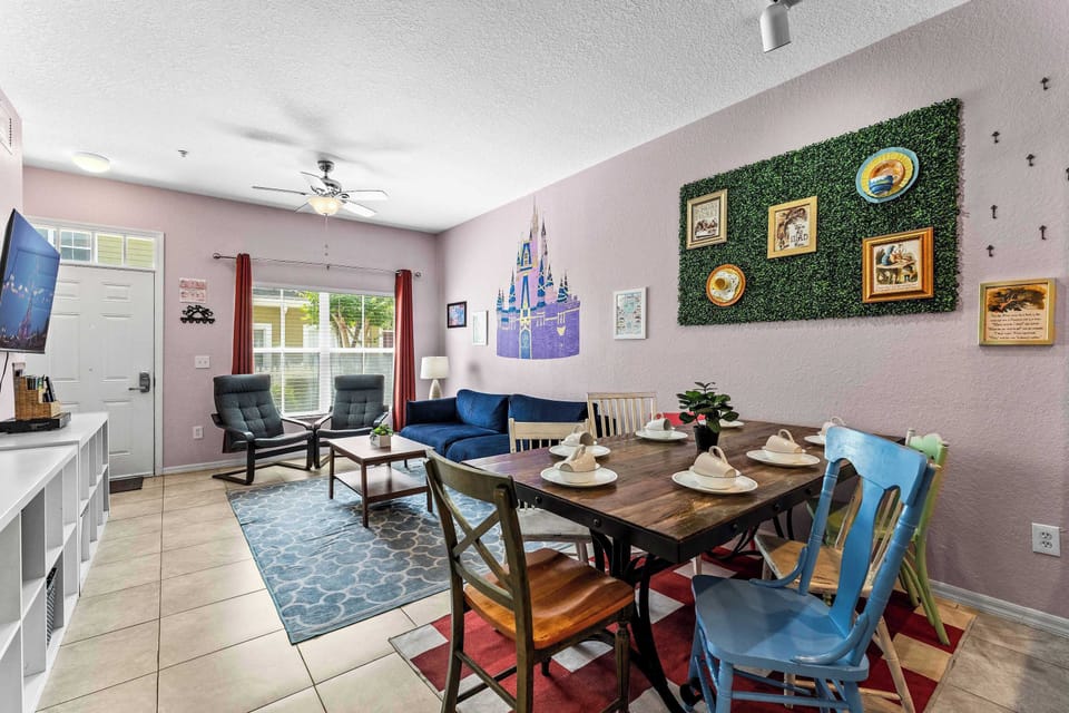 Gather for meals together at the dining table, with space for 7