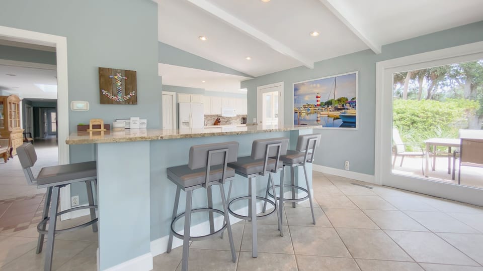 House, Multiple Beds, Patio, Pool View (34 North Live Oak) | Private kitchen | Coffee/tea maker, dining table
