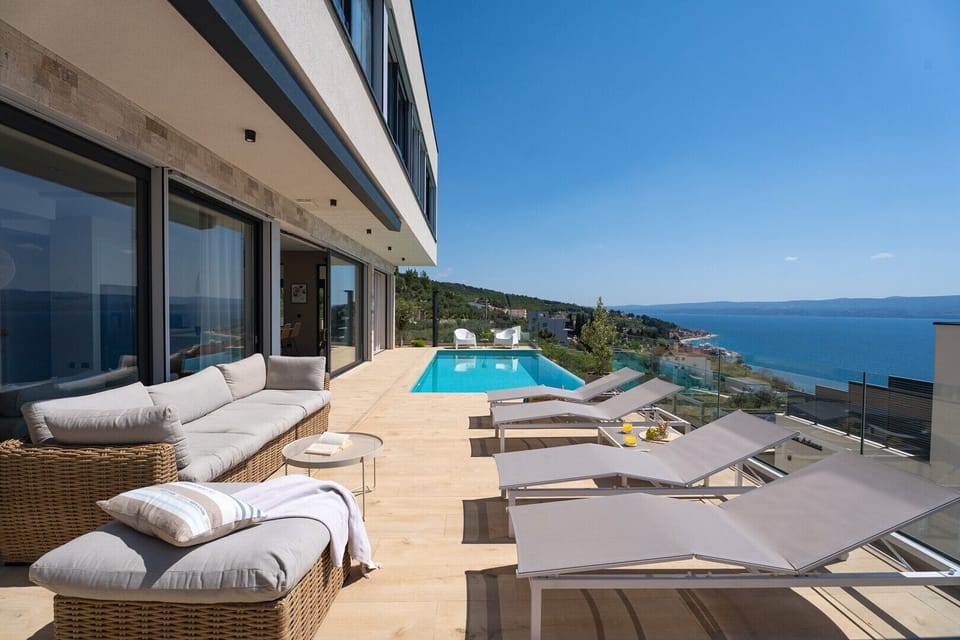 This villa boasts breathtaking views of the Adriatic Sea and offers a perfect blend of luxury, comfort, and tranquility.  