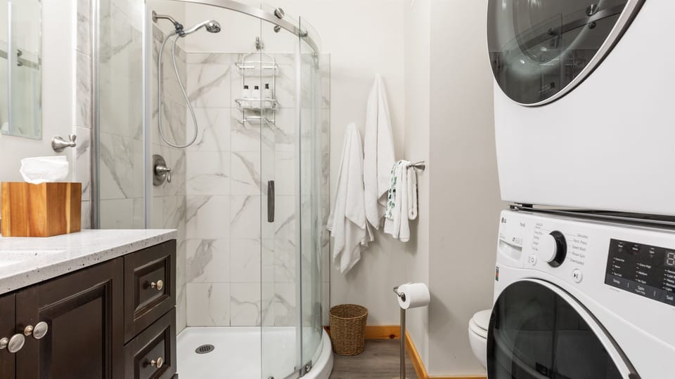 Cozy, contemporary, and spotless—this bathroom is a peaceful escape.