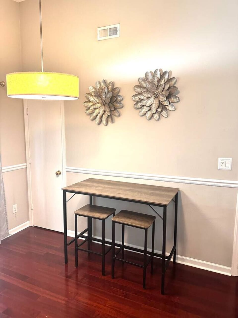 Dining table for the whole group — doubles as a great workspace with natural light during the day