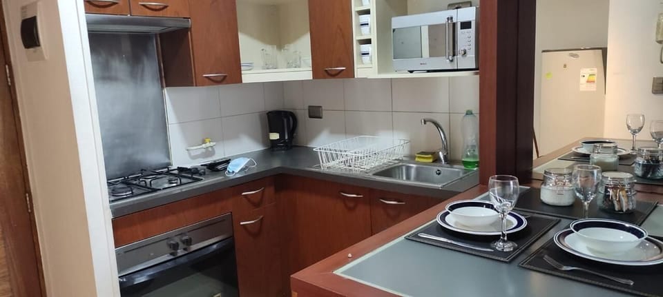 Apartment | Private kitchen | Full-size fridge, microwave, oven, stovetop