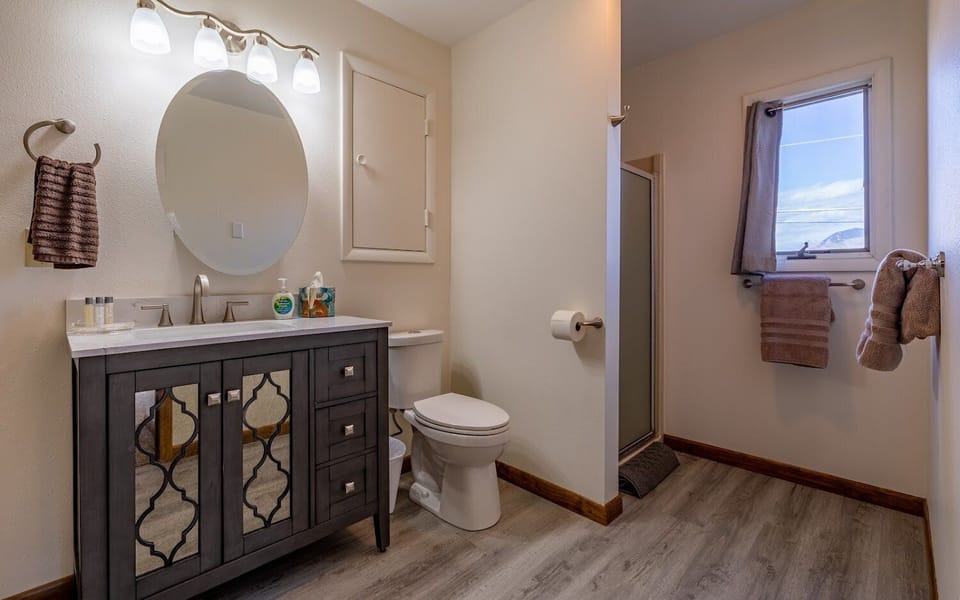 Ensuite bathroom with step in shower