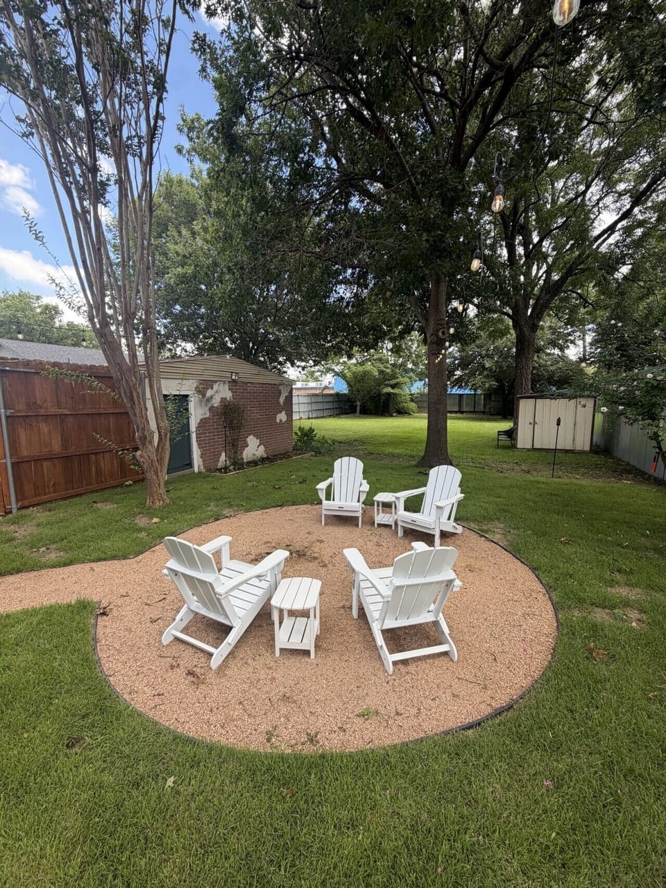 Yard during the day - firepit is available