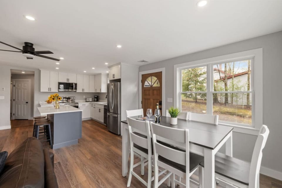 Enjoy family dinners and warm conversations in this bright dining area