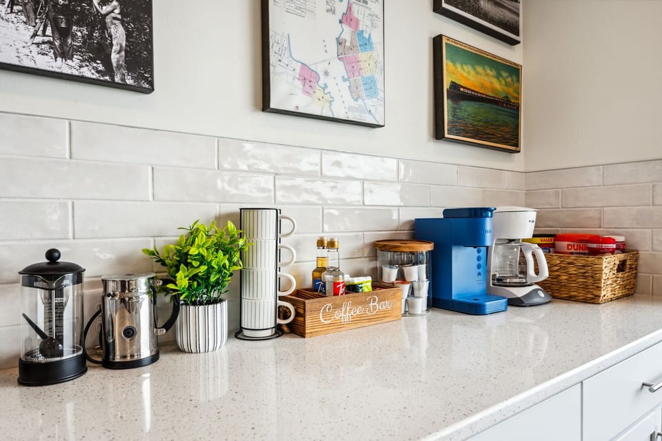 Fully stocked coffee bar