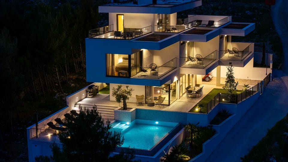 His magnificent four-en-suite bedroom villa is a perfect blend of modern elegance and Mediterranean charm, designed for those seeking an unforgettable escape.