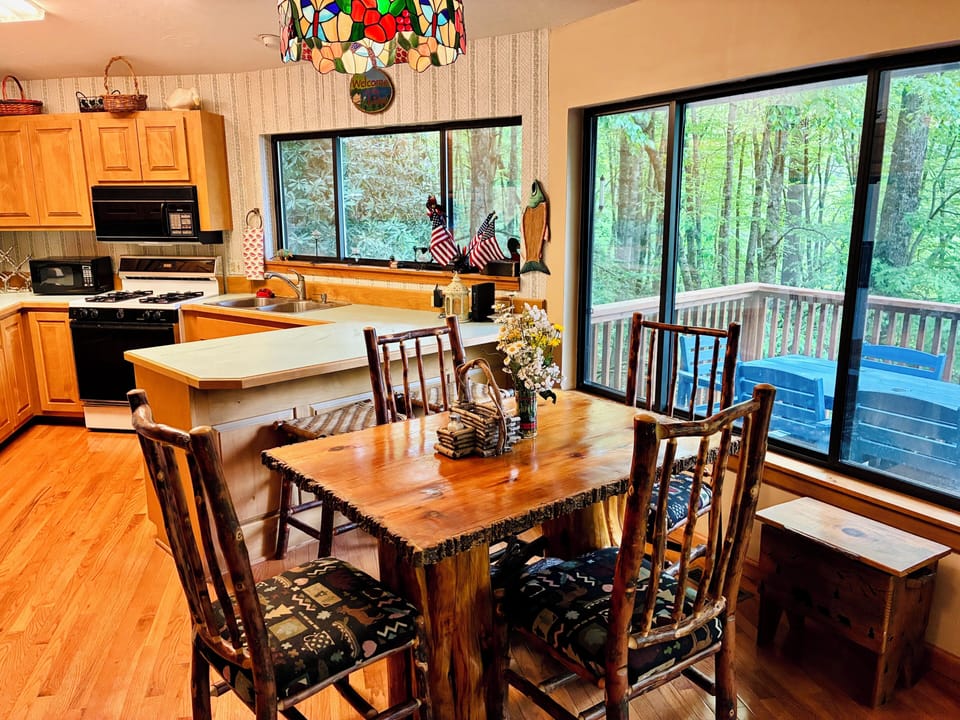 Dining area and kitchen.