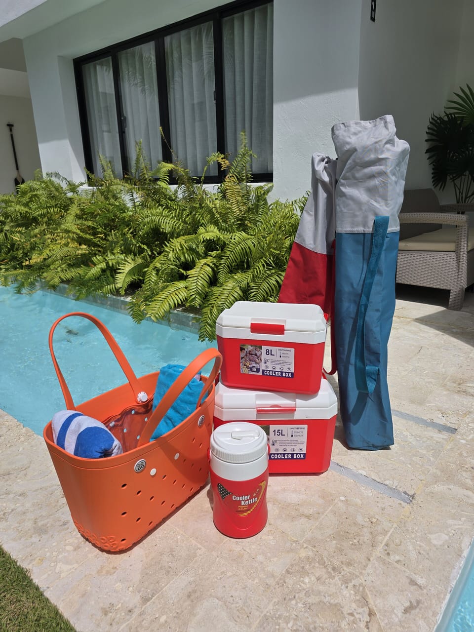 Beach Kit, 2 Chairs, Tote, and Coolers