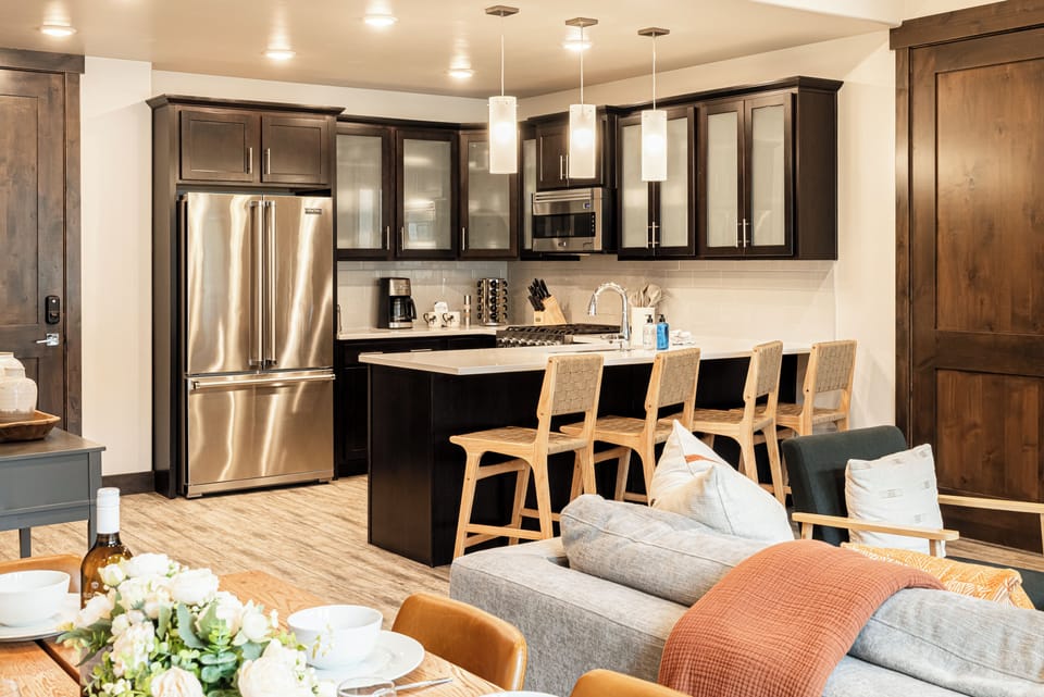 Dining area and kitchen bar seating