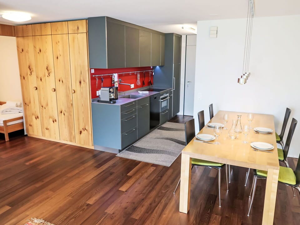 Furniture, Flooring, Floor, Interior Design, Wood, Wood Flooring, Ceiling, Kitchen, Lighting, Room