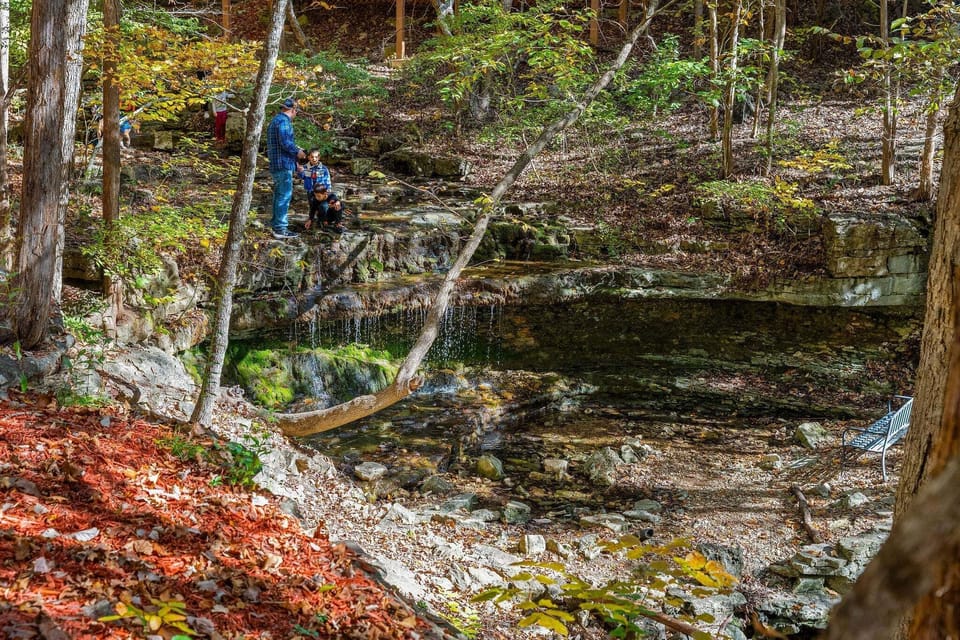 Walking paths to a soothing creek and waterfall