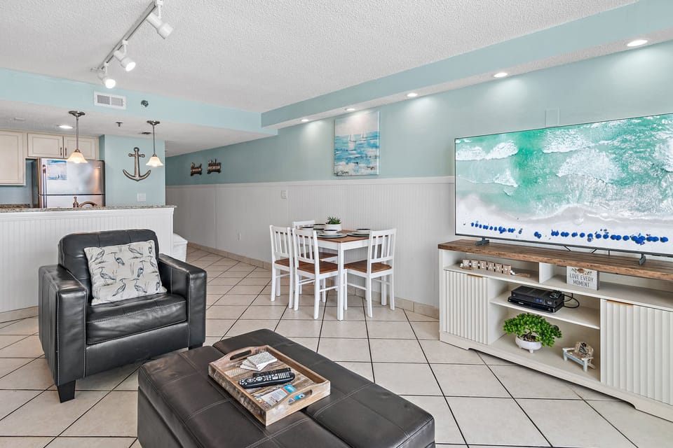 Enjoy a movie on the flat screen TV