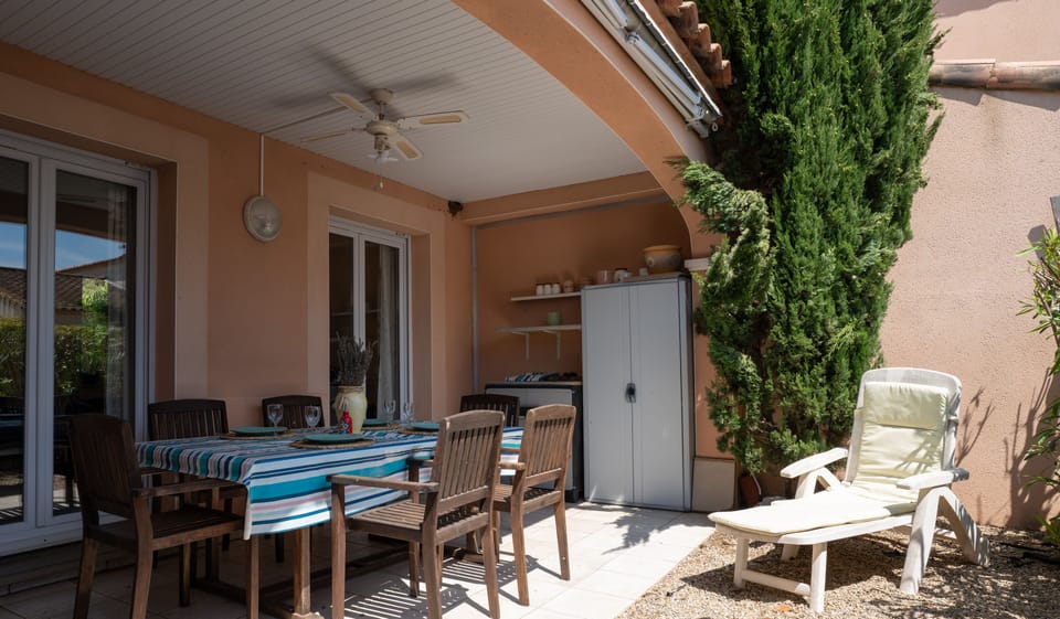 Shaded terrace with dining area