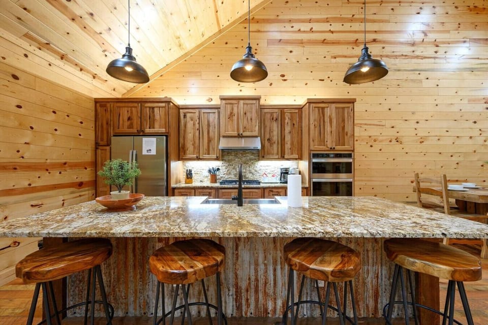 Share meals and stories in this rustic gathering spot.