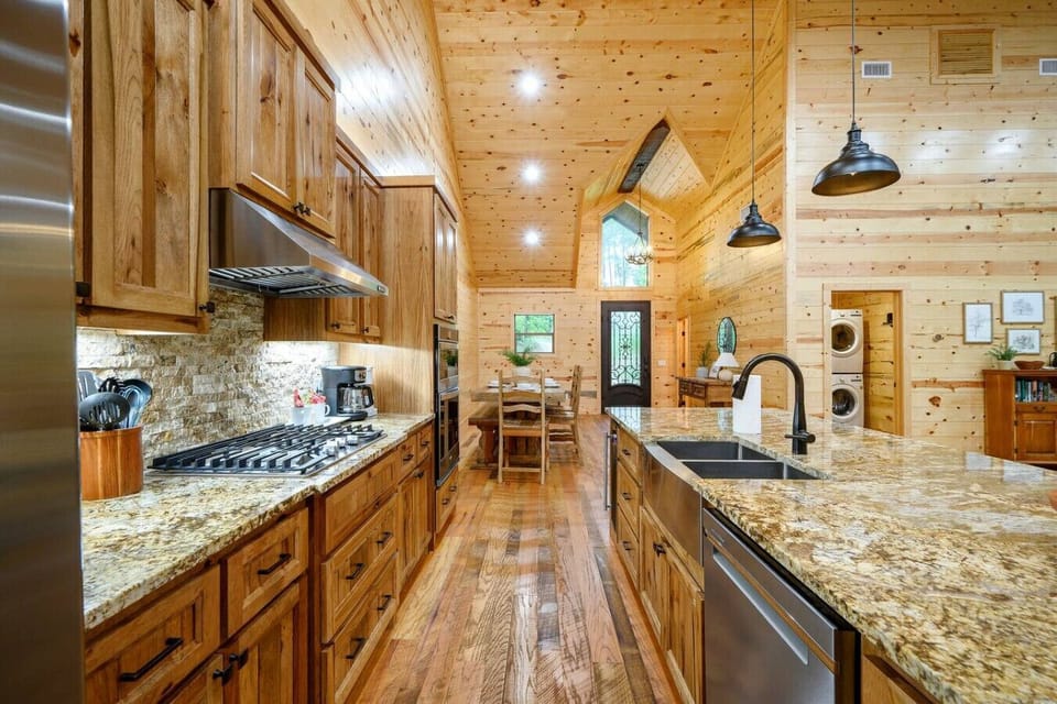 Cook up comfort in this wood-toned kitchen.