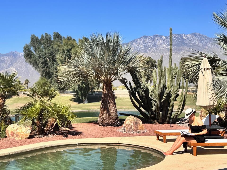 Amazing backyard pool and golf course in Palm Springs