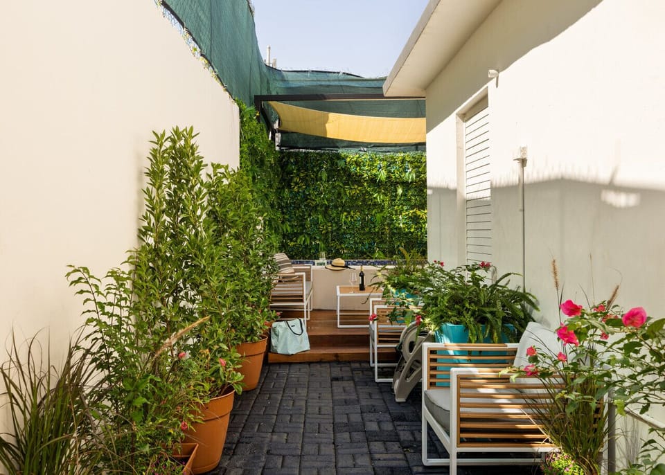 Shared backyard with pool