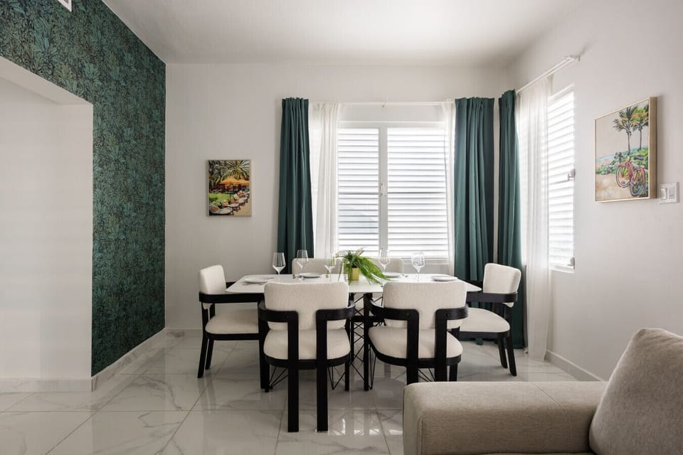 Contemporary comfort meets elegant dining in this stylish open space.