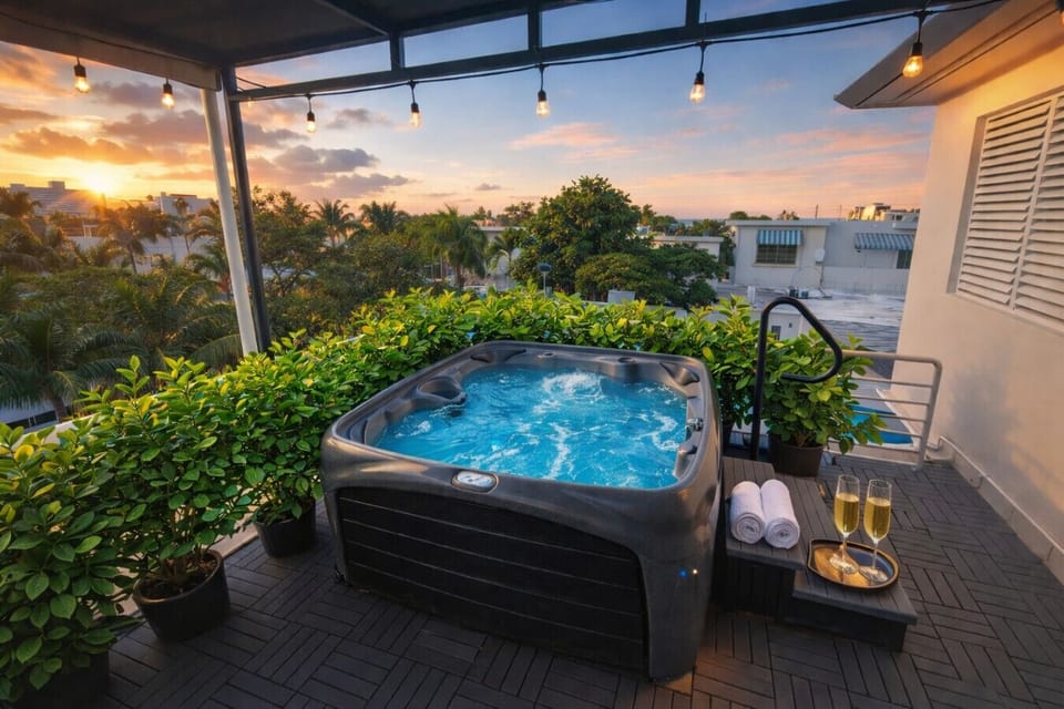 hot tub upstairs unit