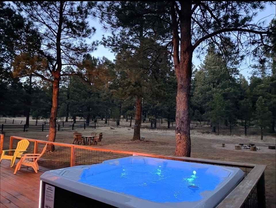 outdoor spa tub overlooking the evening