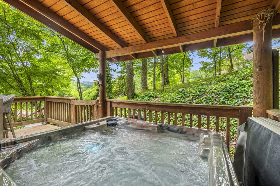 Warm hot tub + cool night = vacation mode