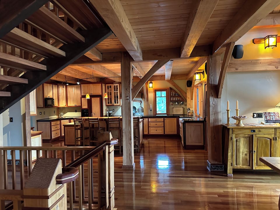 Living room view to dining and kitchen 