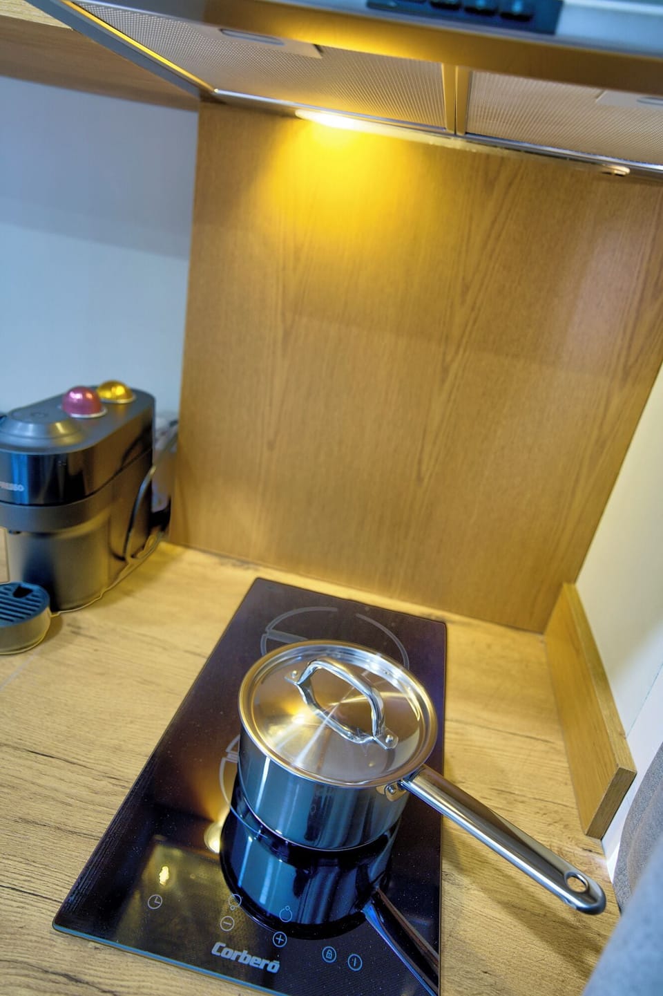 Deluxe Apartment | Private kitchen | Fridge, microwave, stovetop, coffee/tea maker