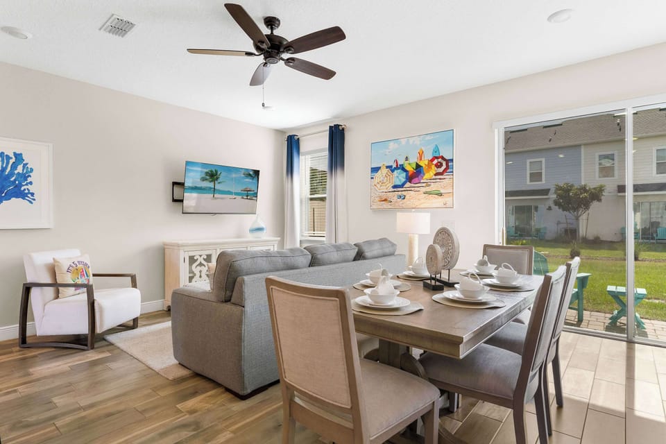Dining table with seating for up to 7