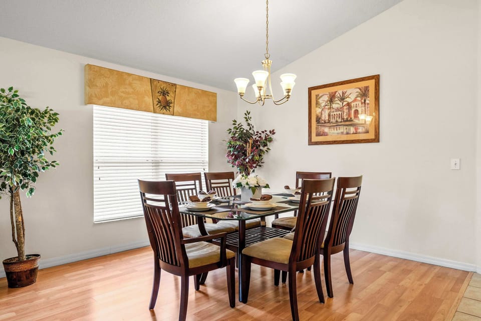 Gather around the dining table with seating for 6
