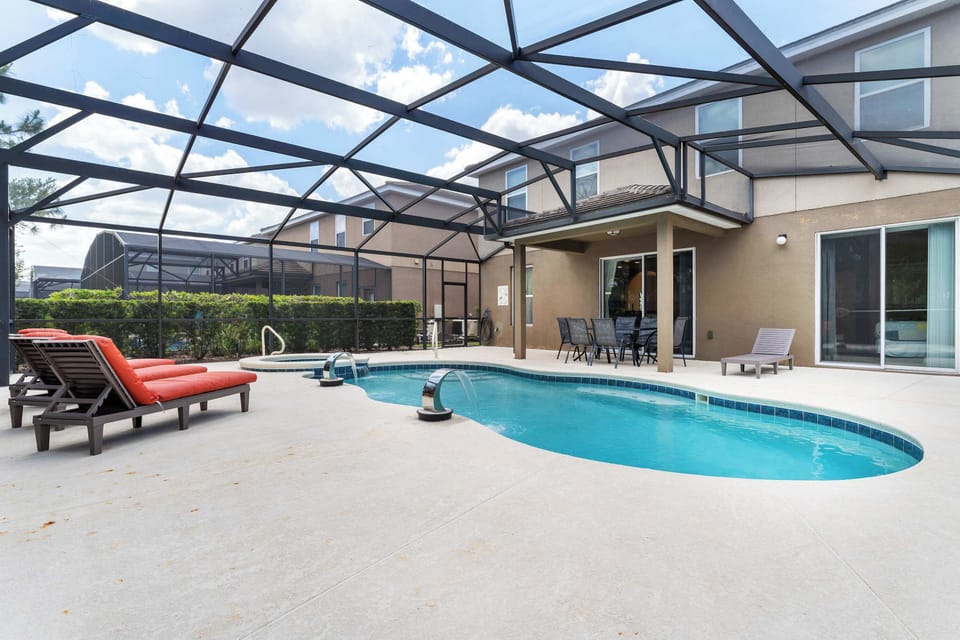 Private pool with outdoor seating