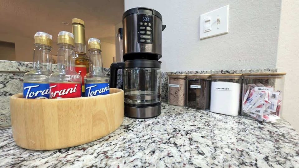 Our full coffee station, with hot chocolate for the little ones as well