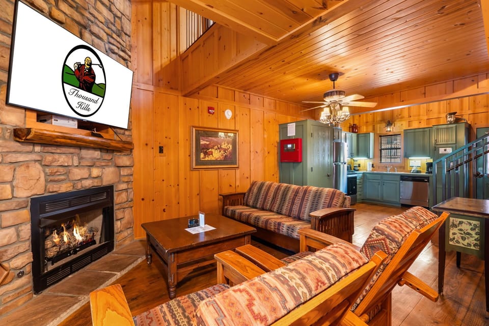 Living Area with Cable TV, Seasonal Fireplace