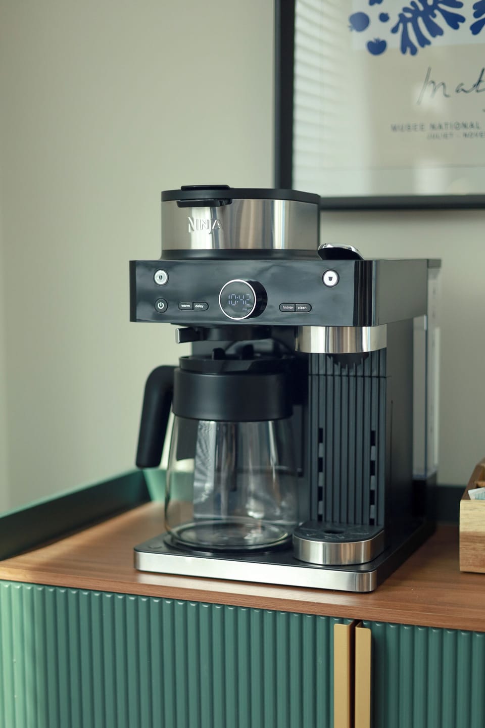 Our coffee station comes equipped with a Ninja drip coffee AND espresso pods.