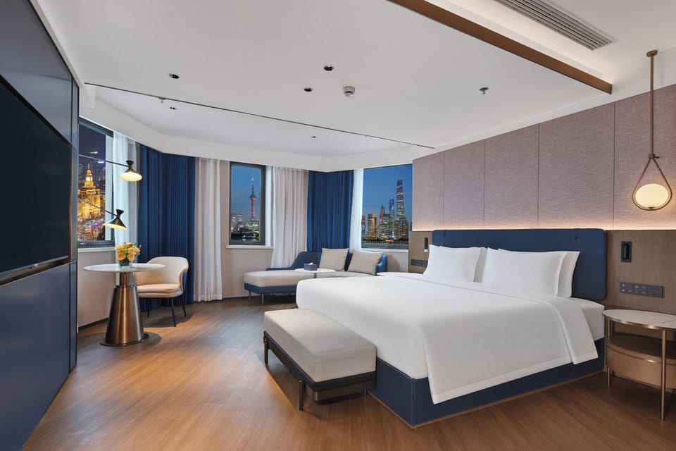 Two bedroom suite with panoramic view of the Bund | View from room