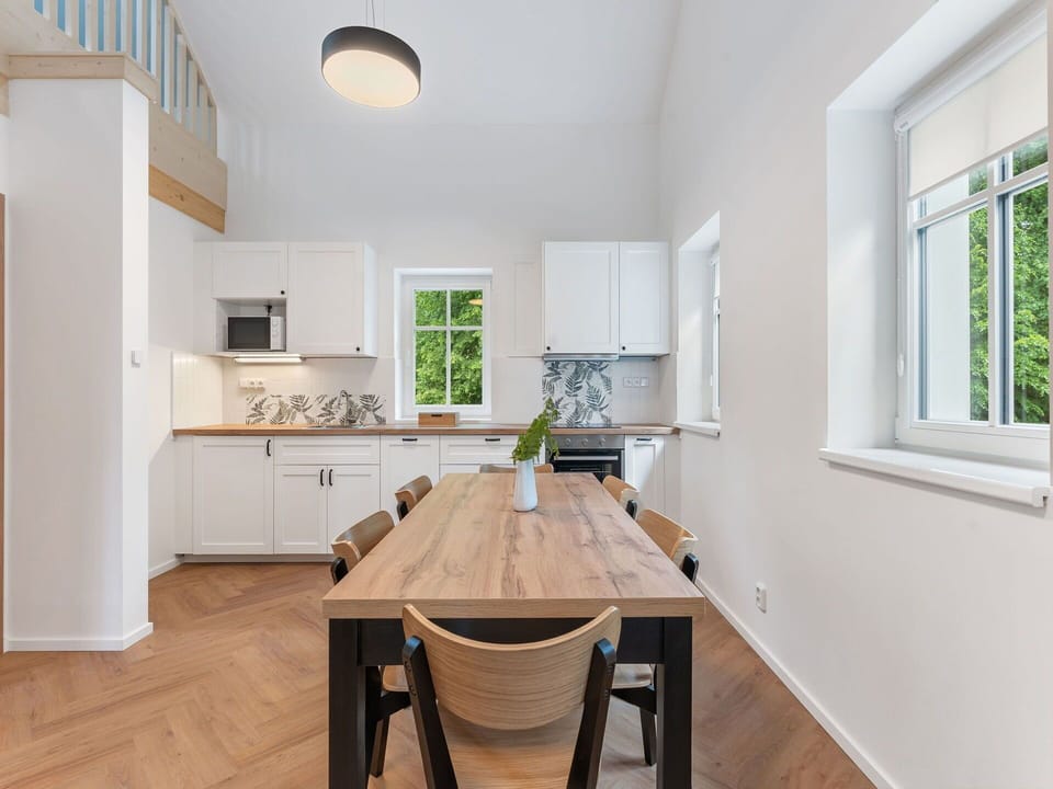 Furniture, Interior Design, Flooring, Floor, Wood, Ceiling, Wood Flooring, Kitchen & Dining Room Table, Chair, Lighting