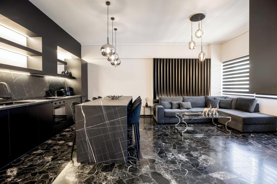 Apartment, City View | Living room | 45-inch Smart TV with satellite channels, Netflix, streaming services