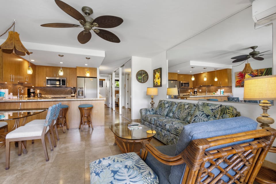 Relax in your stylish tropical retreat, where island-inspired décor meets modern comfort. Natural wood tones, ceiling fans, and open-concept living create a breezy, welcoming atmosphere perfect for unwinding.