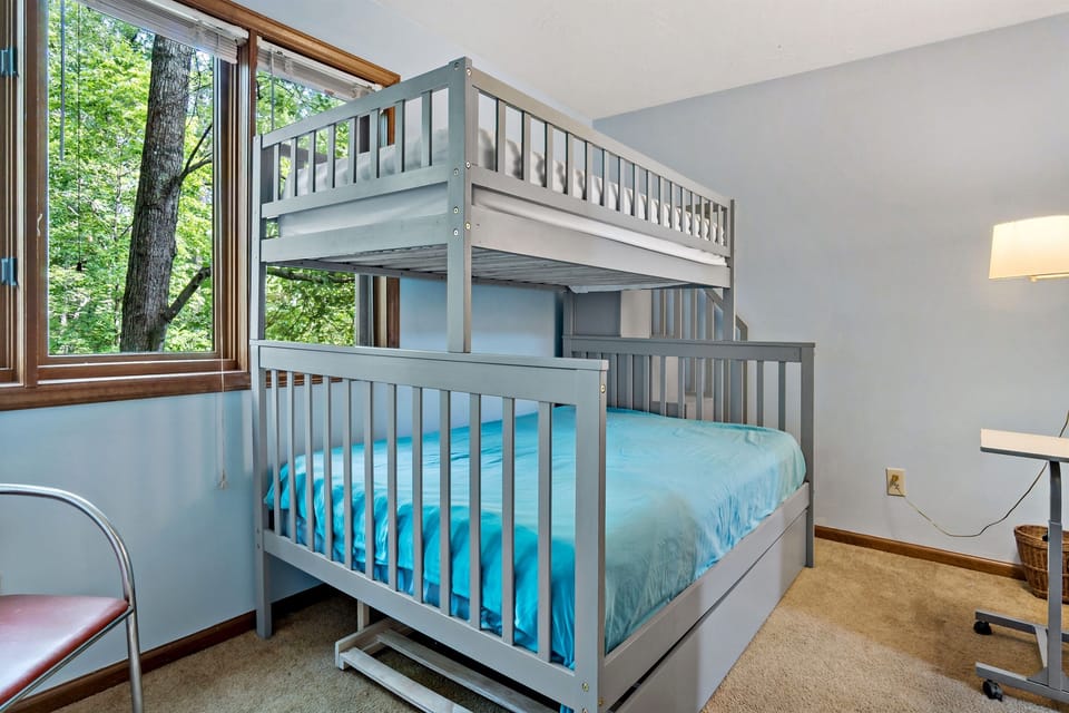 Bedroom with bunk set, twin and full