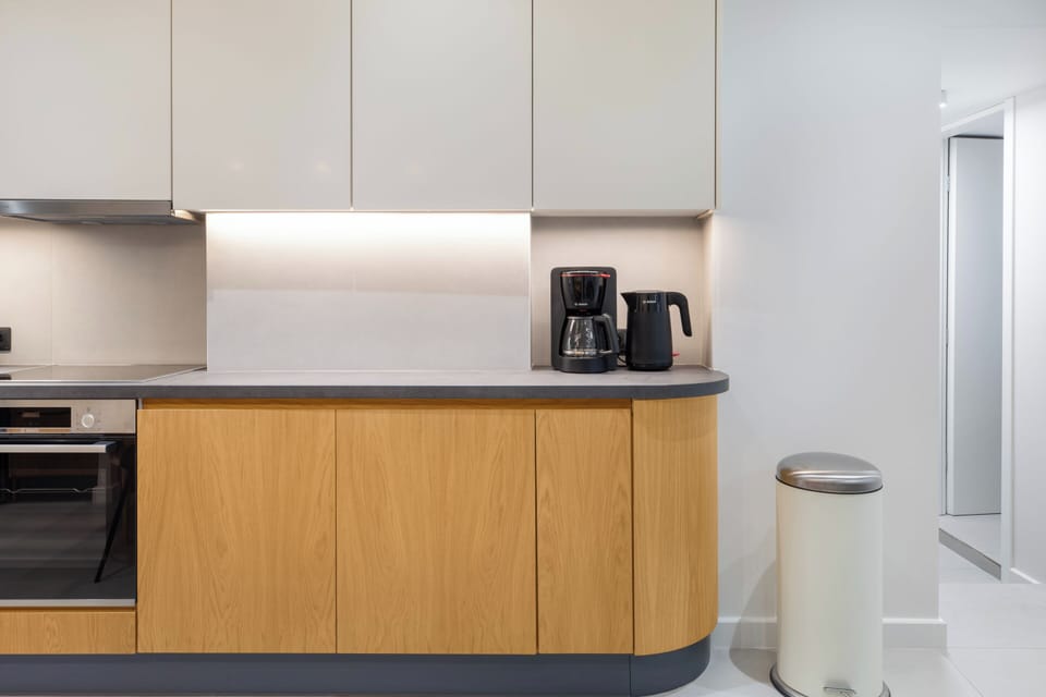 Deluxe Apartment | Private kitchen | Full-size fridge, microwave, stovetop, dishwasher