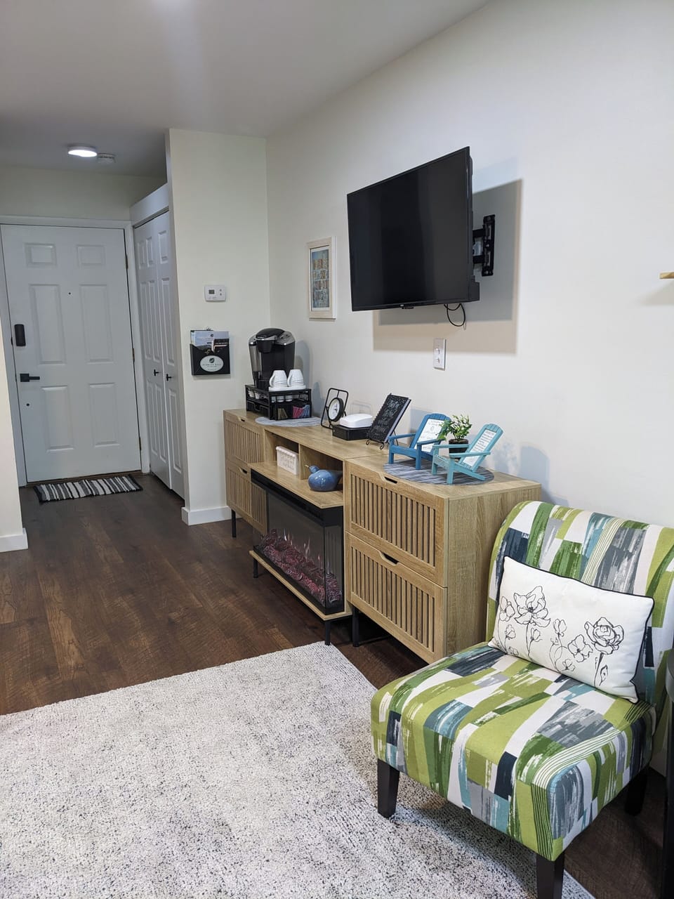 Fireplace with big drawers for clothes 