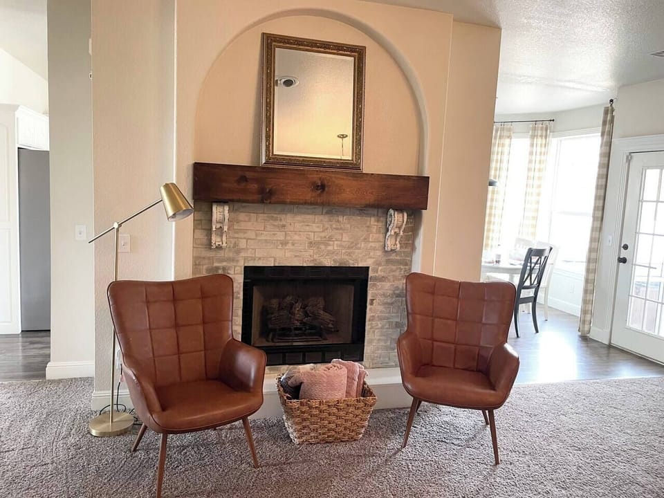 Fireplace is decorative, not a working fireplace.