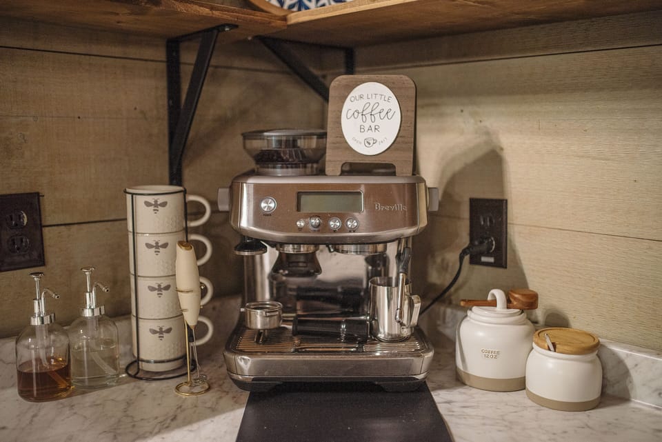 Breville Barista Pro for your coffee enjoyment (there is also a keurig)