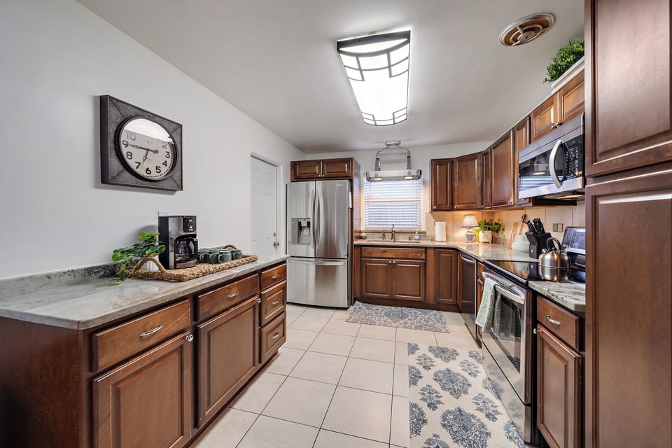 The kitchen has state-of-the-art appliances.