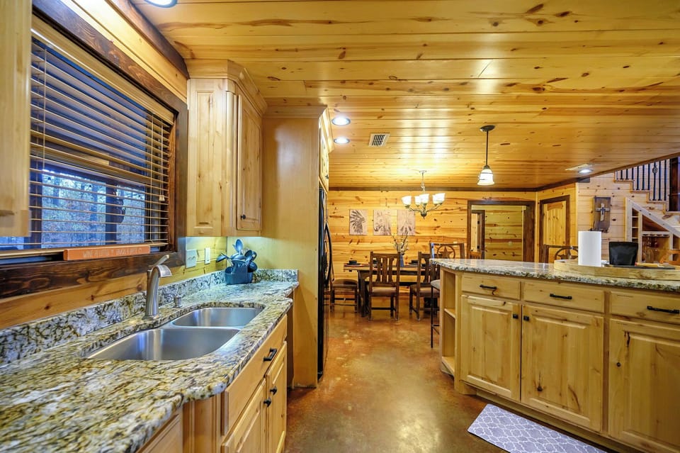 🌿 Cabin cooking with a forest backdrop