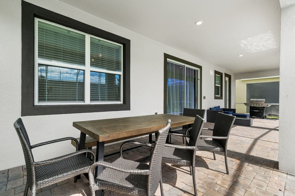 Pool area with outdoor furniture