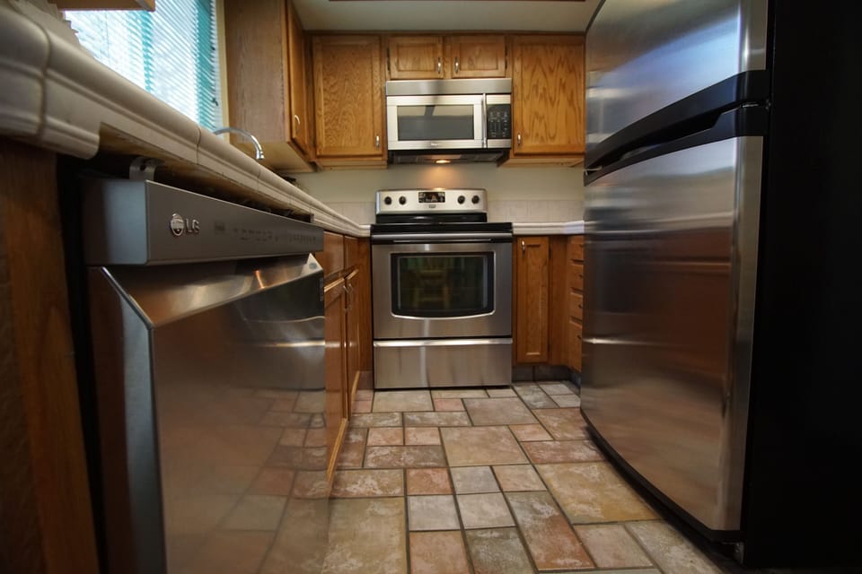 Welcoming kitchen with efficient appliances